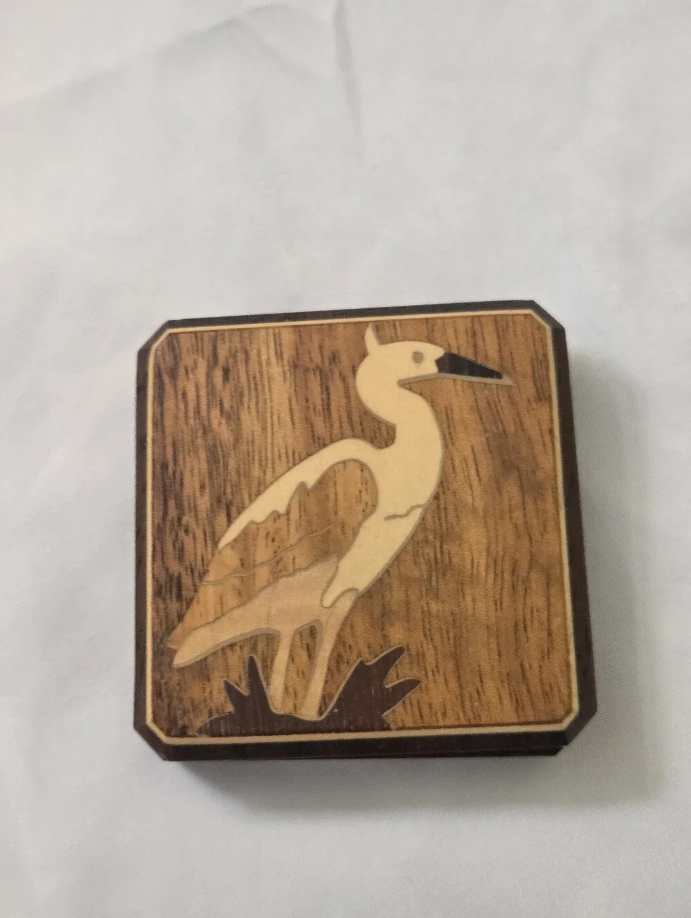 Wooden Crane Pocket Mirror.